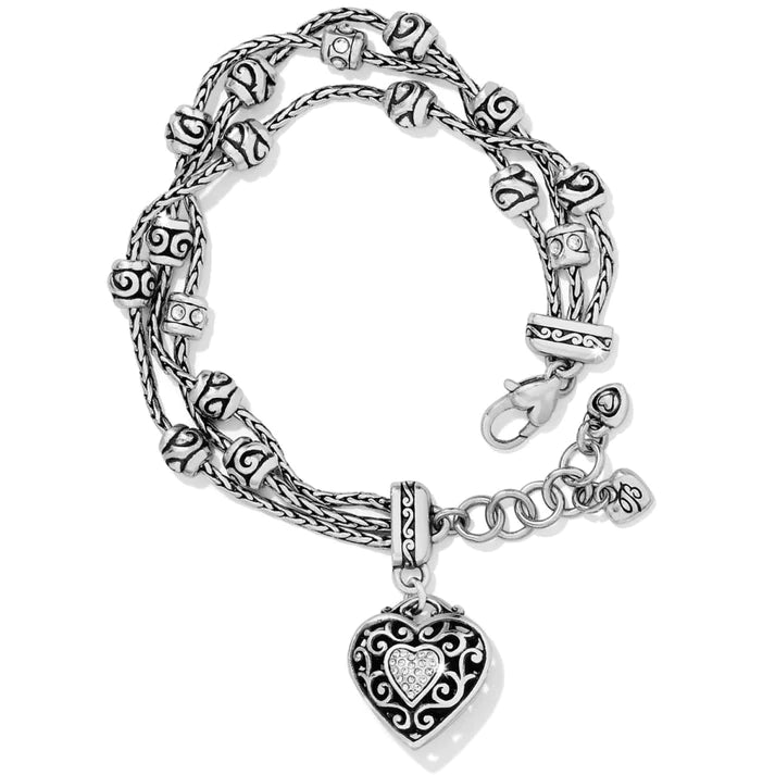 Front image of Brighton Reno Heart bracelet. Brighton silver bracelet. 