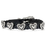 Front image of roped heart braid bandit bracelet. Black brighton bracelet. 