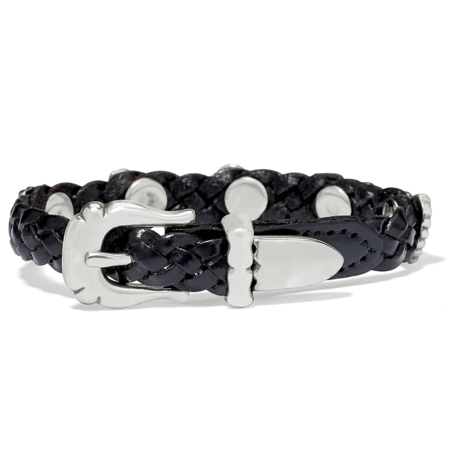 Back image of roped heart braid bandit bracelet. Black brighton bracelet. 