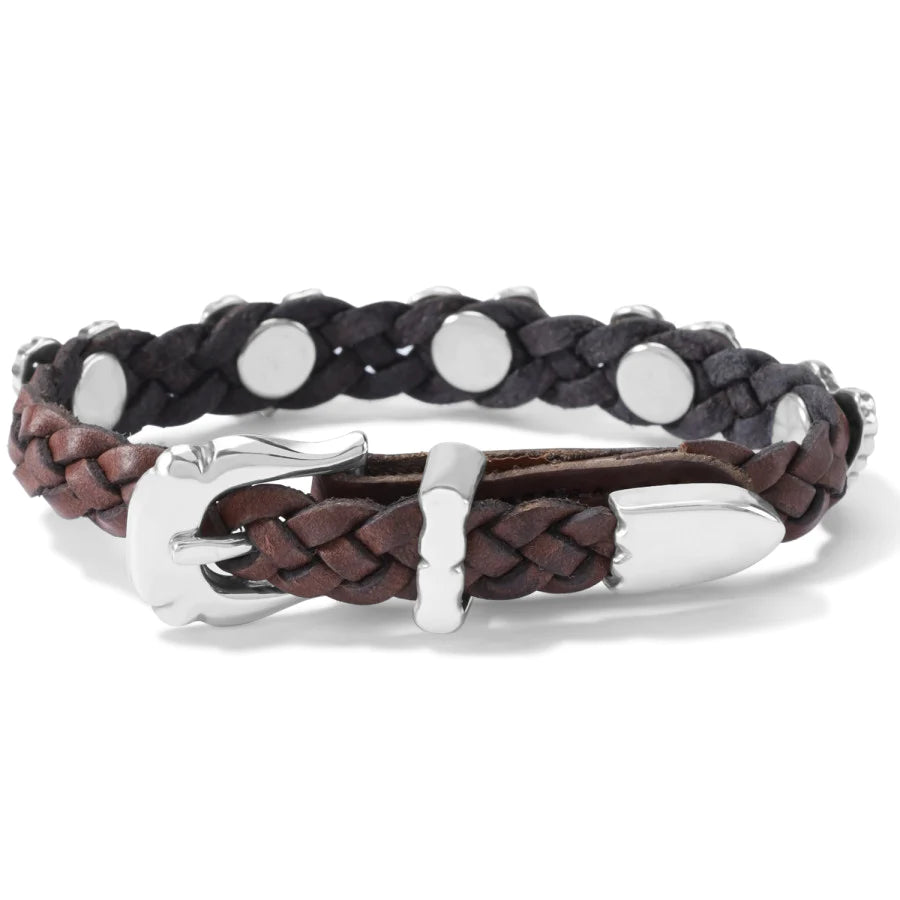 Front image of Brighton Roped heart bandit bracelet. Brown brighton braided bracelet. 