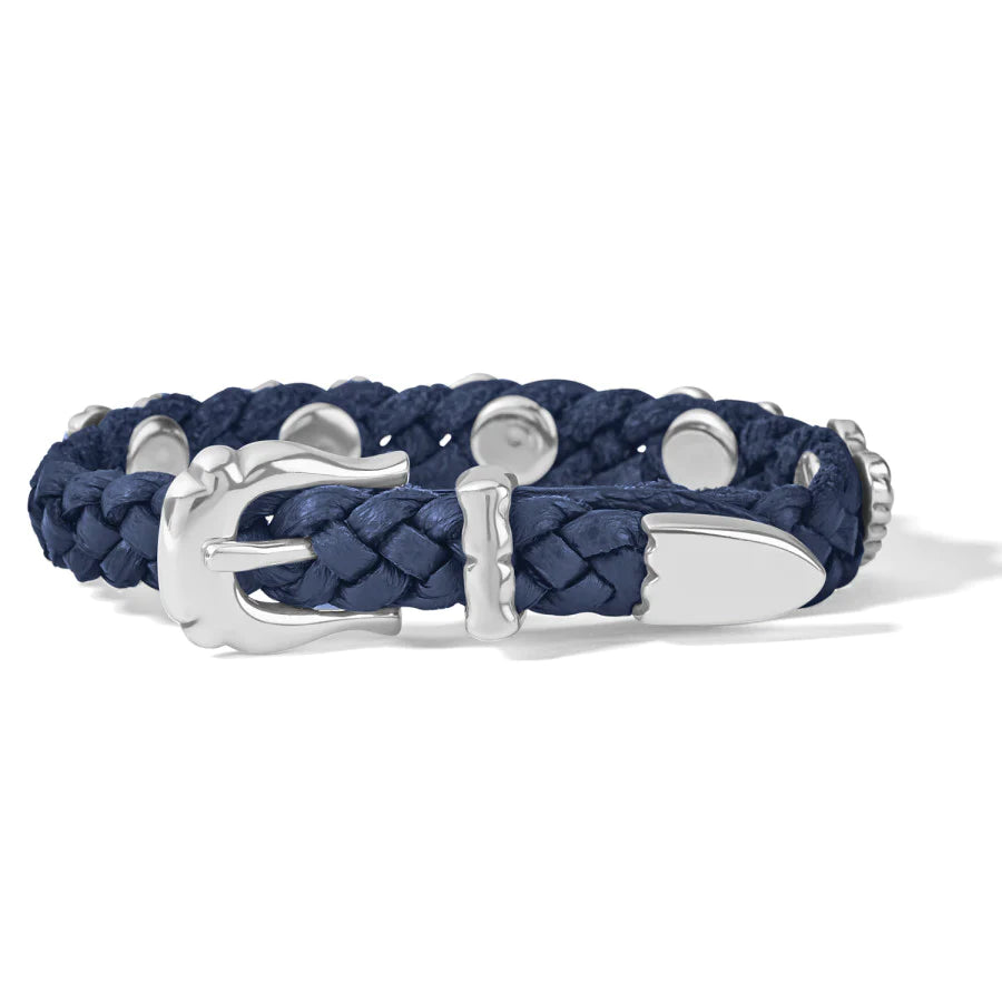 Back image of Brighton roped heart braid bandit bracelet. French blue braided bracelet. 