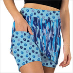 Front image of Skort Obsession pull on skort in the blues print. 