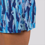 Front detail image of Skort Obsession pull on skort in the blues print. 