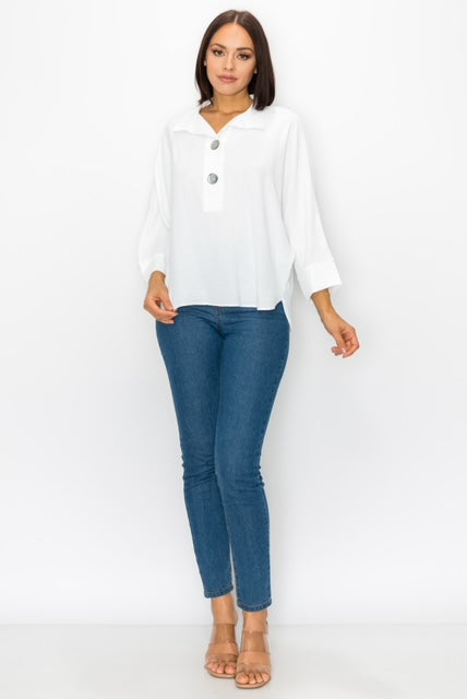 Airflow Half Placket Dolman Top