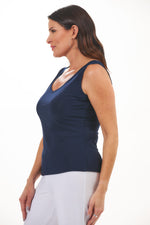two way tank with scoop neck and v-neck in navy 