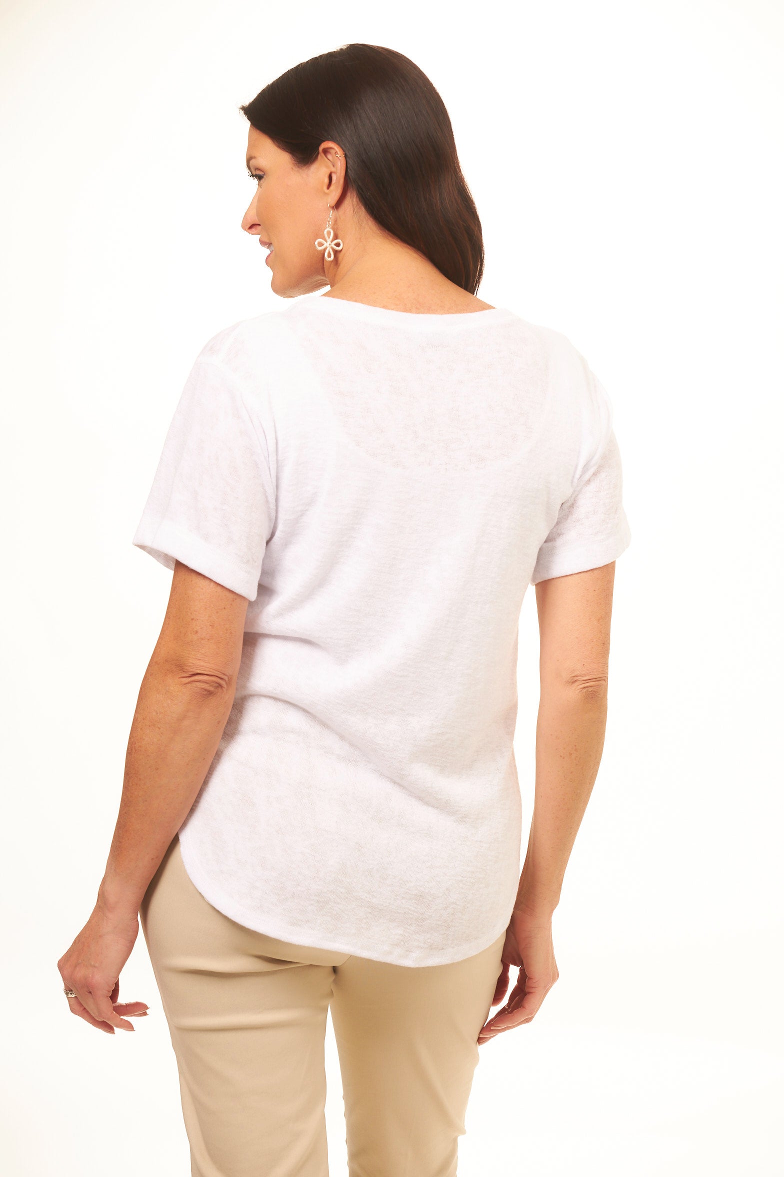 Short Sleeve Scoop Neck High/Low Hem Top