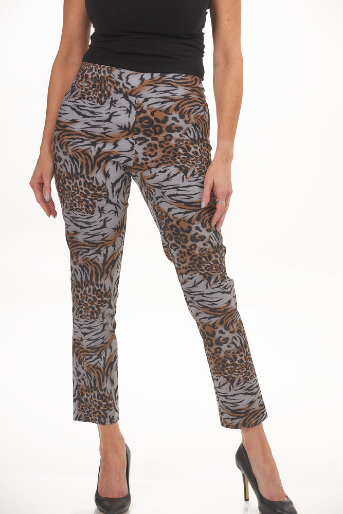 image of the you pant taupe tiger front view