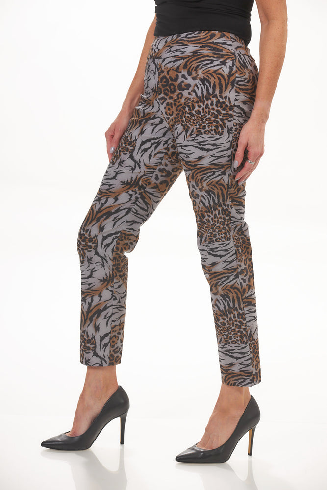 image of the you pant taupe tiger side view